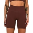 thumbnail image 4 of BadPiggies Women's Stretch Biker Shorts High Waist Yoga Shorts Tummy Control Athletic Running Tights Pants (L, Coffee), 4 of 5