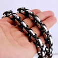 thumbnail image 2 of QQTDFG 5/6/8mm Silver Gold Black 316L Stainless Steel Byzantine Box Chain Mens Necklace-Silver Black-6mm-9inch bracelet, 2 of 7