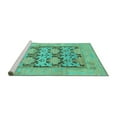 thumbnail image 2 of Ahgly Company Machine Washable Indoor Round Oriental Turquoise Blue Traditional Area Rugs, 4' Round, 2 of 4