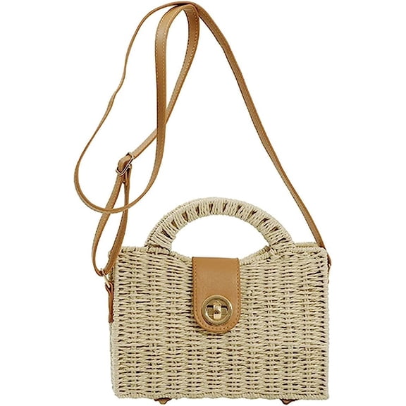 Kukuzhu Summer Straw Bag for Women Straw Tote Bag Hand-woven Top-handle Bags Crossbody Clutch Bags for Travel 2023