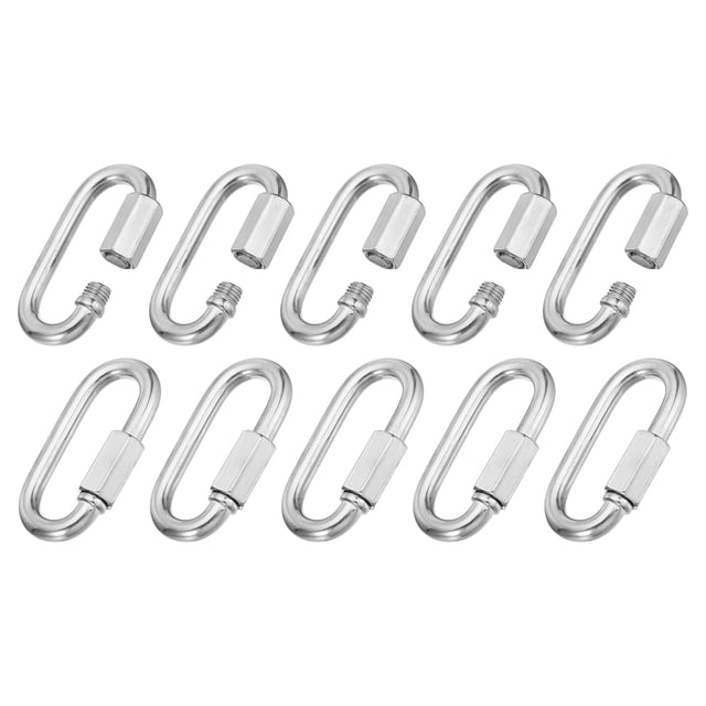 Unique Bargains 8mm 304 Stainless Steel Chain Quick Links Screw Locking Chain Connector Oval D Ring Hook Clips 1521 Lbs 10 Pack