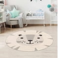 thumbnail image 5 of Hauteloom Kids Room, Nursery Round Area Rug - Outdoor Patio Safe - Animal Baby Lion Playroom Carpet - Beige, Gray, Black, Cream - 5'3", 5 of 12