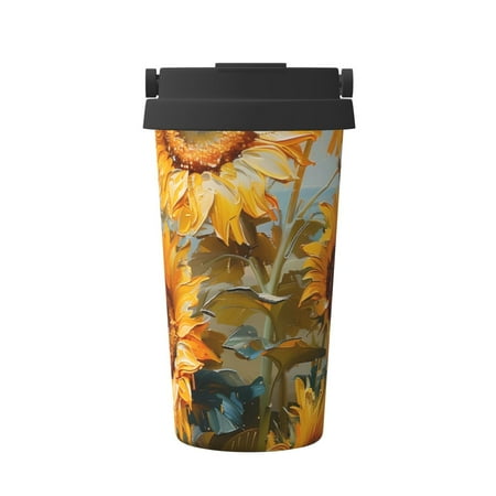

Matuu Sunflower Field Art for Insulated Coffee Mug Reusable Travel Coffee Cup Spill Proof 16oz Stainless Steel Coffee Cups for Hot/Ice Coffee Tea