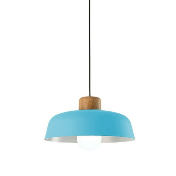 Wood Metal Pendant Light Fixtures for Over Kitchen Island, Colorful Simple Retro Pendant Lighting for Dining Room Table, Farmhouse Rustic Hanging Lamp, Industrial Nordic Ceiling Chandelier