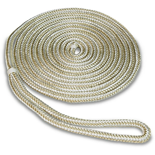 SeaSense 3/8" x 20' Double Braid Nylon Dockline, Gold/White