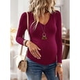 thumbnail image 4 of V Neck Long Sleeve Pregnancy Tops Shirts Maternity Clothes for Women 3-Pack, 4 of 6