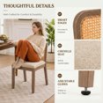 thumbnail image 4 of QuzyAor Rattan Dining Chairs Set of 2, Mid Century Modern Cane Back Kitchen Chairs, Upholstered Beige Chenille Side Chair for Dining Room Bistro, 4 of 11
