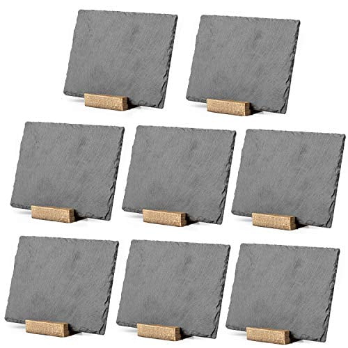 Mini Chalkboard Signs for Tables, 8 Pack Rustic 5x6 Inch Small Slate