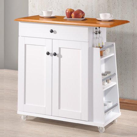 Baxton Studio Balmore Modern Two Tone White Lacquered Kitchen Cart