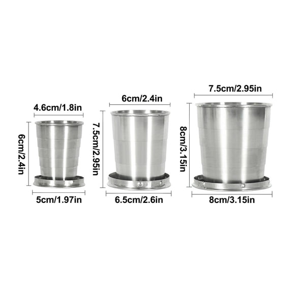 Midsumdr Travel Must Haves Stainless Steel Mouth Cup Folding Water Cup Outdoor Travel Portable Telescopic Cup Metal Wine Glass on Clearance