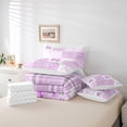 thumbnail image 6 of Manfei Purple Bow Knot Bedding Comforter Set 7 Pieces for Girls, Princess Castle Queen Bedding Sets, Kawaii Plaid Queen Sheet Sets, Lightweight Room Decor, 6 of 8