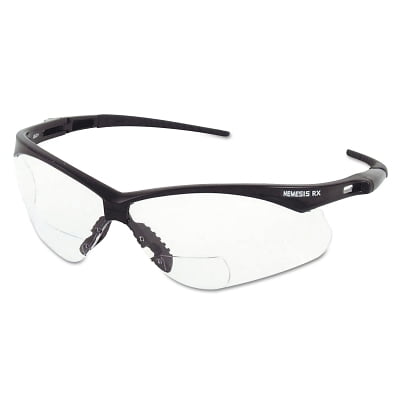 

V60 Nemesis Rx Readers Prescription Safety Glasses Clear Polycarbonate Scratch-Resistant Lens Black Frame/Temples +2.0 | Bundle of 5 Pairs