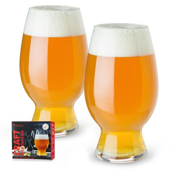 Spiegelau Craft Beer Wheat Beer Glasses, Set of 2, European-Made Lead-Free Crystal, Modern Beer Glasses, Dishwasher Safe, Professional Quality Witbier Glass Gift Set, 26.5 oz