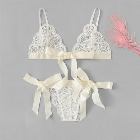 

Naughtyhood Sexy Lingerie Set Ladies Fashion Net Yarn Lace Perspective Bowknot Sexy Sling Temptation Lingerie Underwear Set