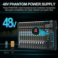 thumbnail image 5 of 12 Channel Audio Interfacer Sound Board Mixer DJ Mixer 16-Bit DSP Effect USB Audio Mixer +48V Phantom Power Bluetooth Mixer for Karaoke Studio Streaming Recording,Live Streaming, 5 of 8