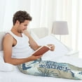 thumbnail image 4 of Uemuo Algae Corals and Seashells Pattern Men's Wide Leg Palazzo Lounge Pants with Pockets Light Weight Loose Comfy Casual Pajama Pants-Large, 4 of 9