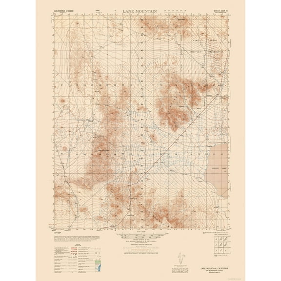 Topographical Map - Lane Mountain Sheet - US Army 1948 - Vintage Wall Art