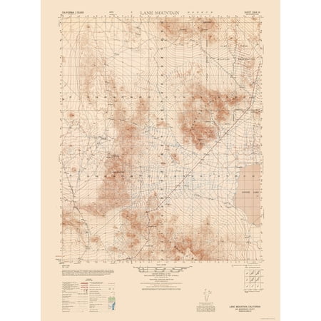 Topographical Map - Lane Mountain Sheet - US Army 1948 - Vintage Wall Art