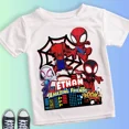 thumbnail image 3 of Camiseta de algodón blanca para niños de verano de 2, 3, 4, 5, 6, 7, 8 y 9 años con el Hombre Araña y sus amigos para cumpleaños, ropa para bebés y niños pequeños, 3 of 5