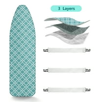 Ironing Board Cover, 3 Layers Silicone Coated Extra Thick, Reflective Silicone Ironing Board Cover Resist Scorching and Staining, Elastic Edges, 3pcs Hook and Loop Fasteners, 15 * 54inch