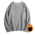thumbnail image 2 of JUUYY Men's Fleece Lined Warm Round Neck Sweatshirt Top Big and Tall Loose Casual Long Sleeve Waffle T Shirts Gray XXXXL, 2 of 4