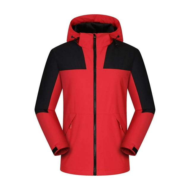 Veste Coupe-Vent pour Hommes et WoSame Automne et Hiver Coupe-Vent et Épaissie Veste de Sport Extérieure Chaude Fermeture Éclair avant Veste Coupe-Vent Rouge TG