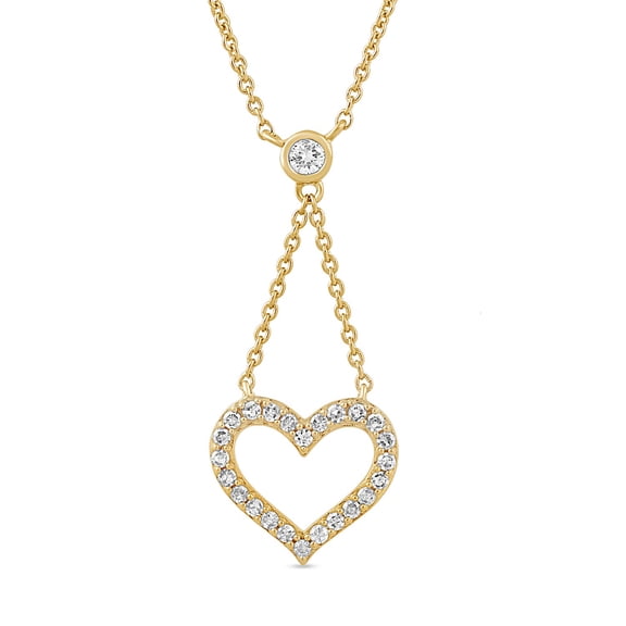 Brilliance Fine Jewelry Lab-Grown Diamond Heart Drop Pendant Necklace in Yellow Gold-Plated Silver