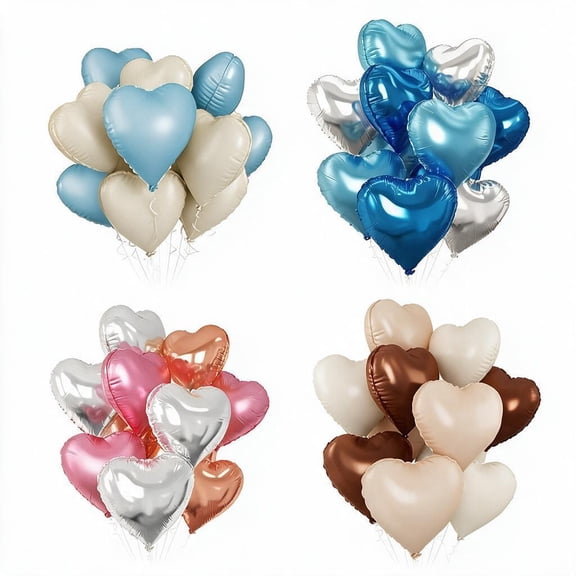 40 Pcs 18-Inch Multicolor Heart Foil Balloons with Air Pump, Assorted Colors Heart Mylar Balloons for Birthday Party,anniversaries, Wedding Decorations.