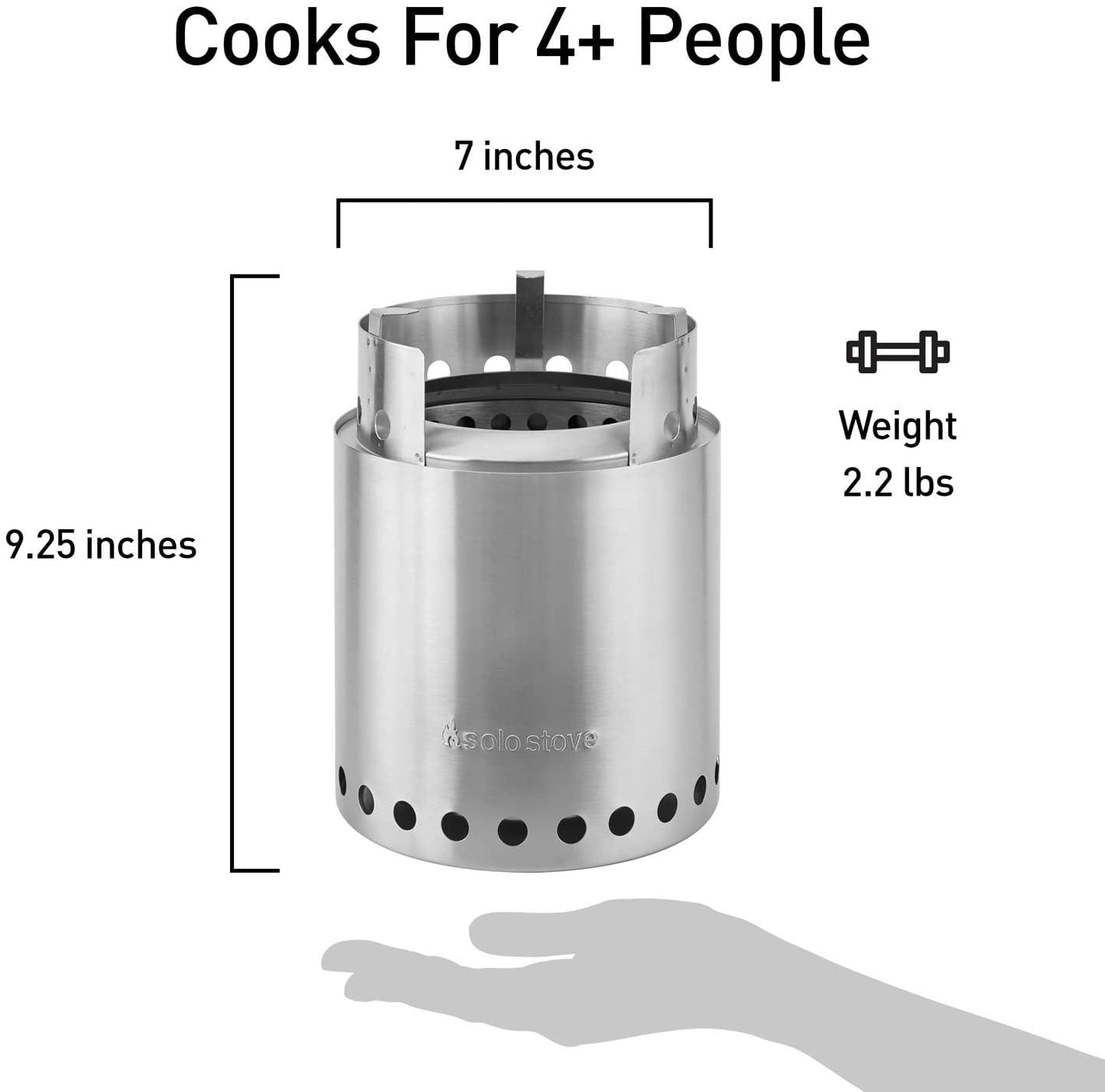 Solo Stove Campfire, Portable Camping Hiking, Backpacking and Survival Stove, Powerful Efficient Wood Burning and Low Smoke, 4+ People, Stainless Steel - 1