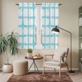 thumbnail image 6 of Blue Plaid Kitchen Curtains 63 Inch Length, Farmhouse Buffalo Check Stripes Modern Geometric Tiers Curtains for Living Room Berdoom, Light Filtering Drapes Window Treatment 2 Panels 42"Wx63"L, 6 of 8