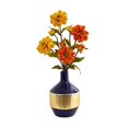 thumbnail image 1 of Nearly Natural A1035 Zinnia Artificial Arrangement in Blue & Gold Designer Vase, 1 of 2