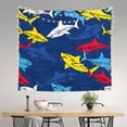 thumbnail image 2 of Pofeuu Cartoon Shark Print Wall Tapestry Decoration Wall Hanging Tapestry 60 x 51 Inch, 2 of 6