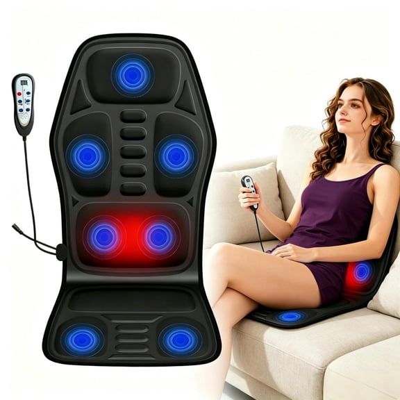 Heated Massage Pad with Lumbar Airbag & 9 Vibration Modes, Portable for Home Office Car