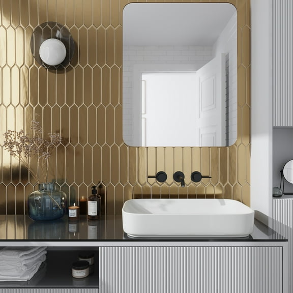 Piquet 2 in. x 10 in. Glossy Gold Ceramic Picket Wall and Floor Tile (5.38 sq. ft./case) (44-pack)