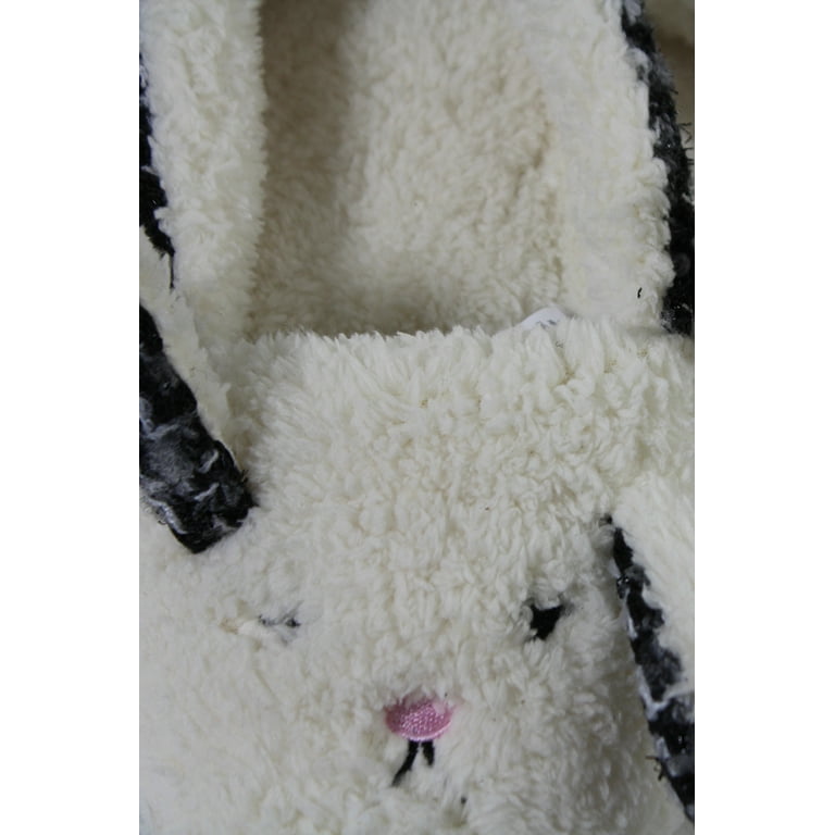 Kensie White Black Sparkle Tweed Bunny Slippers S