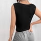 thumbnail image 3 of Top corto sin mangas para mujer, camiseta sin mangas fruncida, elegante, informal, a la moda, para oficina, trabajo y citas, 3 of 7
