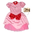 thumbnail image 1 of Vestido de princesa para niños, elegante vestido de fiesta de cosplay con mangas cortas abullonadas y corona rosa 150, 1 of 15