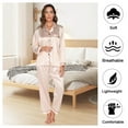 thumbnail image 6 of Silk Satin Pajama Sets for Women Long Sleeve Button Down Pajama Set 2 Piece Sleepwear for Women, Champagne,L, 6 of 13