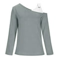 thumbnail image 5 of ClodeEU Women's Cut Out Cold Shoulder Tops,One Shoulder Sexy Long Sleeve T Shirts,Casual Trendy Outfits A-Gray,Womens Plus S, 5 of 6