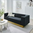 thumbnail image 2 of Sofa, Black, Velvet, Modern Contemporary, Mid Century Living Hotel Lounge Cafe Lobby, 2 of 10