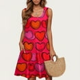 thumbnail image 2 of hotojiny Valentine's Day Dress for Women Fashion Sleeveless Cute Heart Print Dress Casual Loose Crewneck Summer Dress, 2 of 5