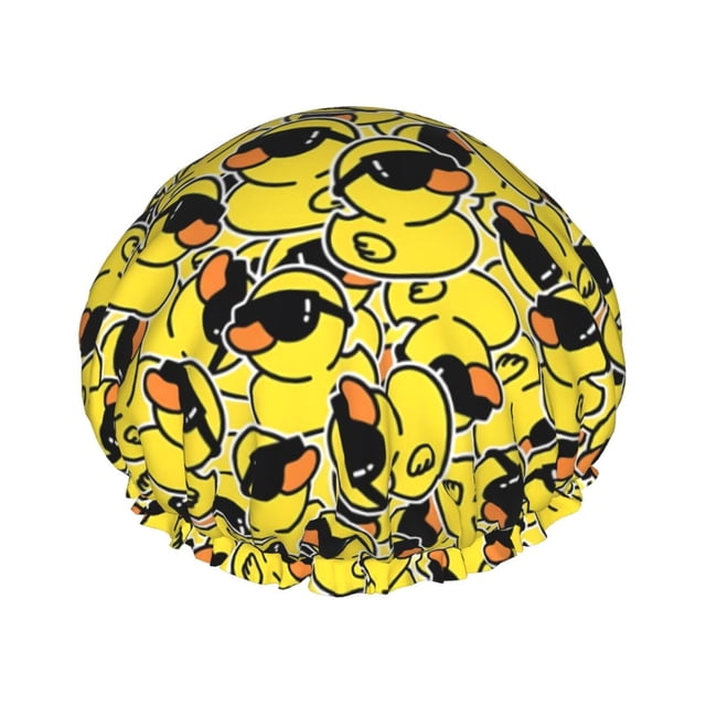 Gorro de ducha de patos bonitos para mujer, gorro de baño de doble capa impermeable reutilizable, protección para el cabello, gorro de ducha elástico para salón de Spa para mujer