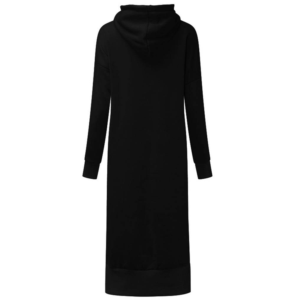 Skpblutn Women'S Sweatshirt Hoodies Winter Fall Casual Comfortable Tops Warm Hooded Baggy Pullover Over Long Dress Round Neckline Long Sleeve Plus Size Sweatshirts Black L