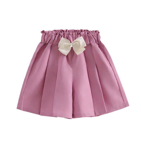 Umfun Girls Shorts Pleated Schools with Bow Detail - Cute High Waist Pull-On Skort for Spring Summer Uniform & Casual Daily Wear