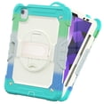 thumbnail image 7 of Case for iPad Pro 11 Inch 2022/2021/2020/2018 4th/3rd/2nd/1st Gen with Screen Protector, 360 Degree Rotating Kickstand Hand Strap Shockproof Cover with Shoulder Strap, Rainbow Blue, 7 of 7