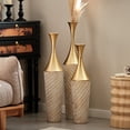 thumbnail image 3 of YIQMI Gold Woven Metal Floor Vase Set of 3 Tall Decorative Vases for Pampas Grass, Dried Flowers, Mother's Day Gift, 3 of 8