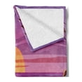 thumbnail image 2 of Hawaii Soft Flannel Fleece Blanket, Retro Graphics Inspired Illustration of Sunset Rocky Beach Purple Tones, Cozy Plush for Indoor and Outdoor Use, 50" x 70", Fuchsia and Multicolor, by Ambesonne, 2 of 5