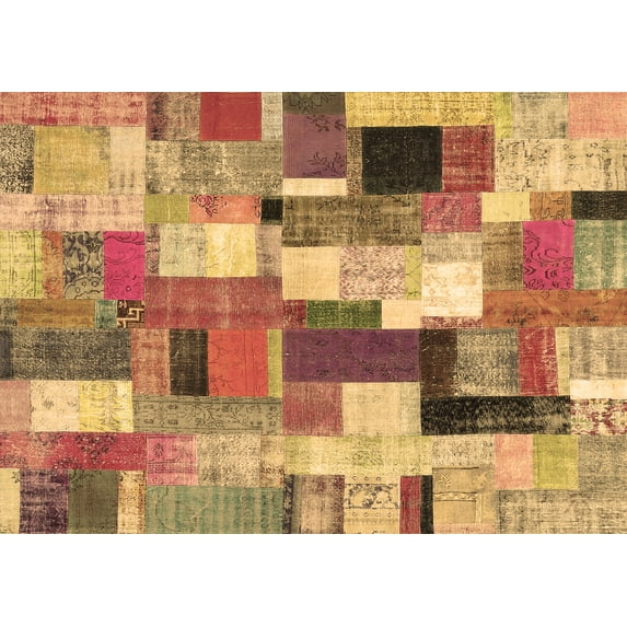 Ahgly Company Indoor Rectangle Patchwork Brown Transitional Area Rugs, 2' x 3'