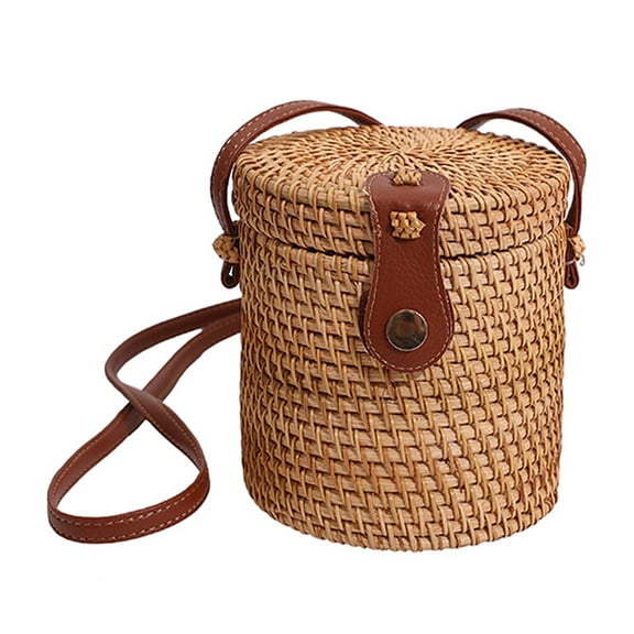Handwoven Crossbody Bag Adjustable Women Handbags for Daily Leisure (Bucket)