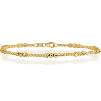 14K Solid Yellow Gold Beaded Ball Chain Bracelet